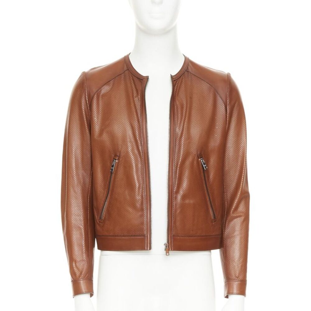 Prada 2013 Leather Zip Bomber Jacket